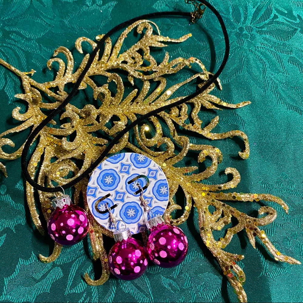 🎄 New Christmas Ornament Earrings & Necklace Set